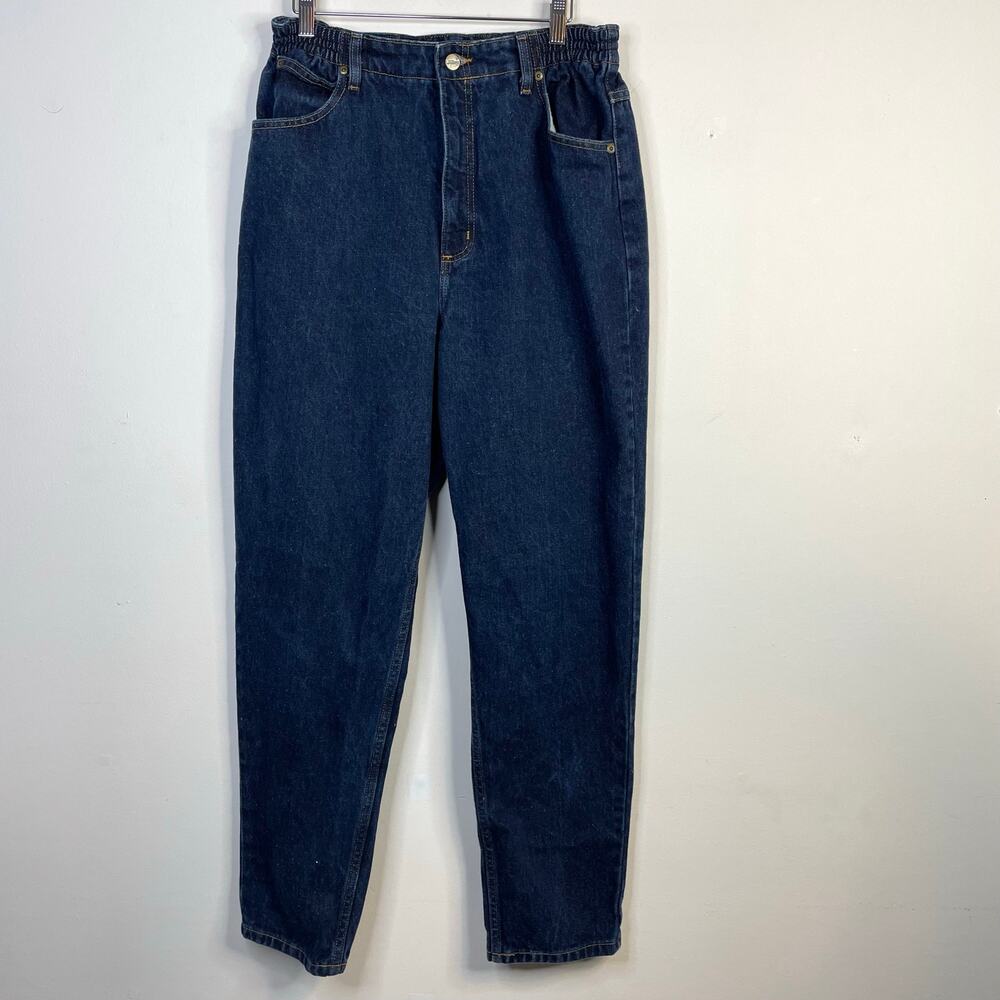 Vintage LL Bean Comfort Waist Dark Wash Nep Denim Straight Jeans women 14 Tall